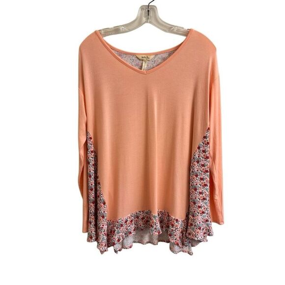 Matilda Jane Sing It Out Pink Peach Floral Swing Ruffle Tunic Top Size Small - Picture 2 of 6
